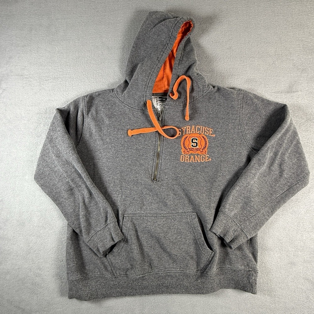 Syracuse Orange Stadium Athletics 1/4 Zip Hoodie Sz Large Gray Embroidered